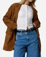 Women’s Oversized Tan Suede Blazer