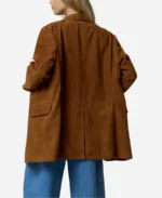 Women’s Oversized Tan Suede Blazer back`