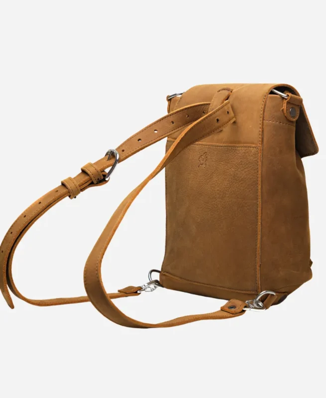 Adjustable Convertible Backpack Brown leather Shoulder Straps Crossbody Bag