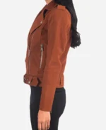 Alison Suede Biker Jacket - Brown