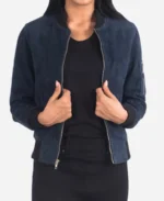Ava Ma-1 Suede Bomber Jacket - Blue