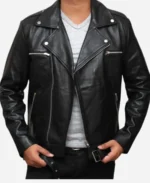 Biker Style Black Leather Jacket