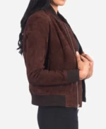 Bliss Suede Bomber Jacket - Brown