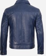 Classic Blue Waxed Leather Trucker Jacket