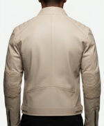 Cafe Racer Beige Leather Jacket