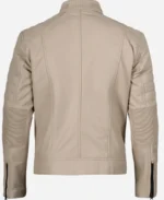 Cafe Racer Beige Leather Jacket for Men