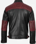 Cafe Racer Black & Maroon Biker Leather Jacket – For Sale