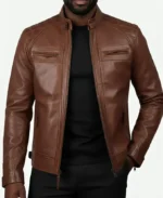 Cafe Racer Dark Brown Leather Jacket