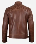 Cafe Racer Dark Brown Leather Jacket For Sale