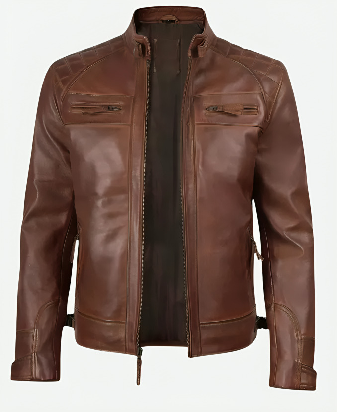 Cafe Racer Dark Brown Leather Jacket Men Cafe Racer Dark Brown Leather Jacket