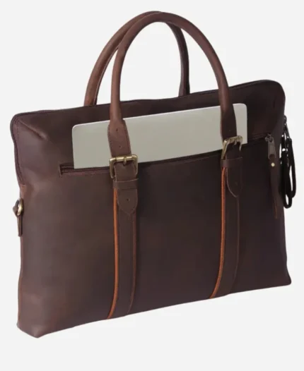 Classic Brown leather Laptop Bag Brown