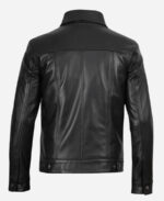 Classic Black Leather Trucker Jacket