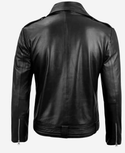Biker Style Black Leather Jacket