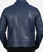 Blue Waxed Leather Trucker Jacket