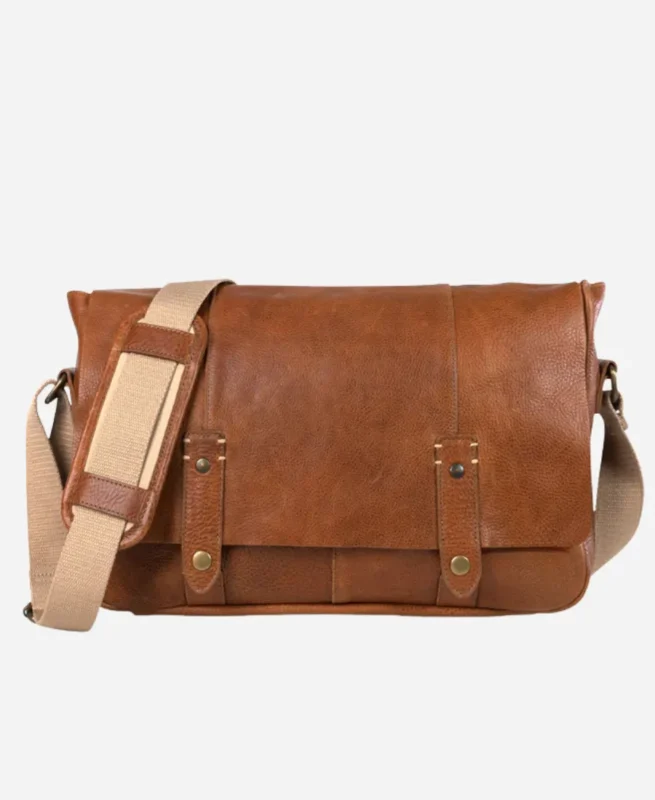 Handmade Leather Messenger Bag - Brown