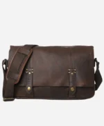 Handmade Leather Messenger Bag - Dark Brown