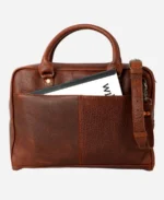 Luxury Reserve Bison Brown Leather Laptop Briefcase