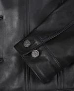 Men Black Leather Trucker Jacket