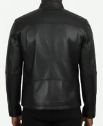 Men Cafe Racer Black Moto Leather Jacket