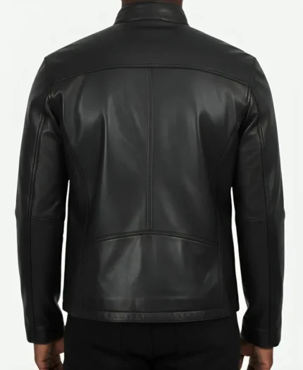 Men Cafe Racer Black Moto Leather Jacket