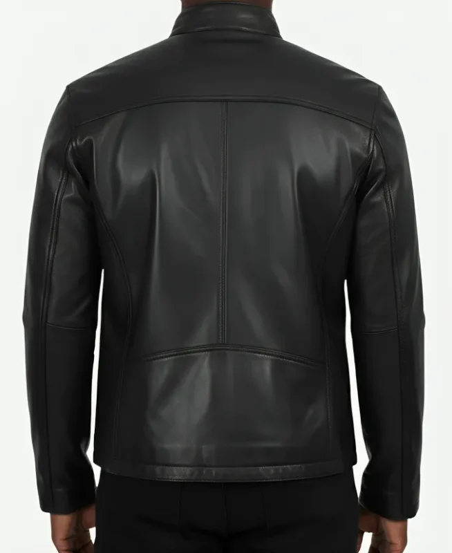 Men Cafe Racer Black Moto Leather Jacket