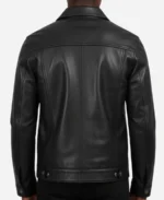 Men Classic Black Leather Trucker Jacket