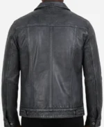 Men Stylish Washed Leather Trucker Jacket
