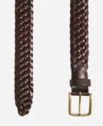  Men's Adjustable Braided Brown Leather Belt