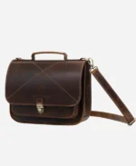 Premium Full Grain Leather Crossbody Bag - Brown