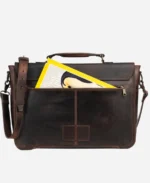 Premium Laptop Black Leather Messenger Bag