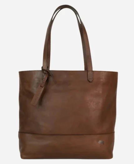 Premium Madison Leather Tote Bag - Brown