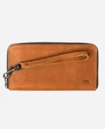 Quilted Brown Leather Wristlet Wallet