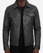 Stylish Washed Leather Trucker Jacket