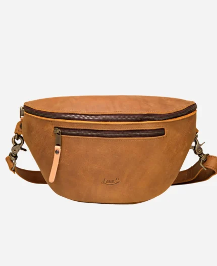 Tumbled Fanny Brown Leather Crossbody Bag