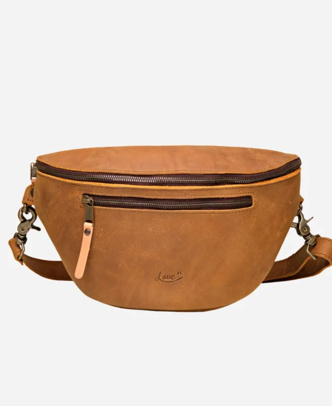 Tumbled Fanny Brown Leather Crossbody Bag