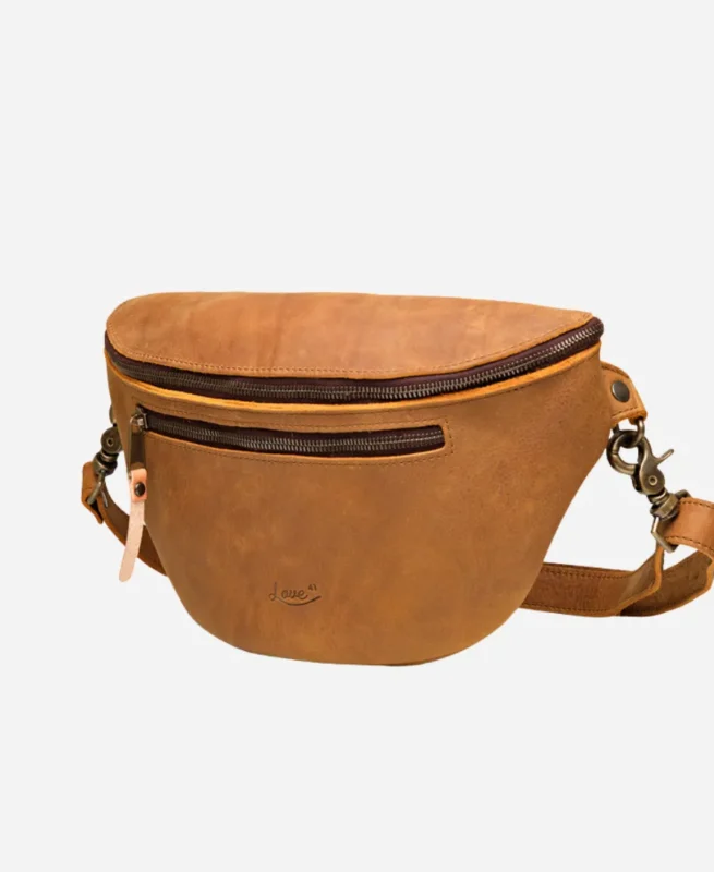 Tumbled Fanny Love 41 Leather Crossbody Bag - Brown