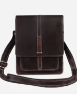 Unisex Luxury Brown Leather Shoulder Sling Crossbody Bag - For Sale