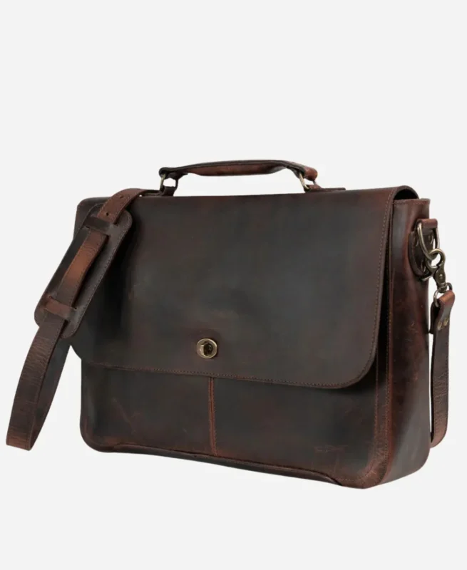 Unisex Premium Laptop Black Leather Messenger Bag