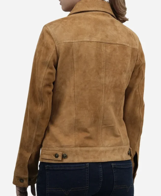 Women Suede Trucker Jacket
