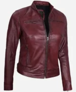 Womens Real Leather Biker Style Jacket