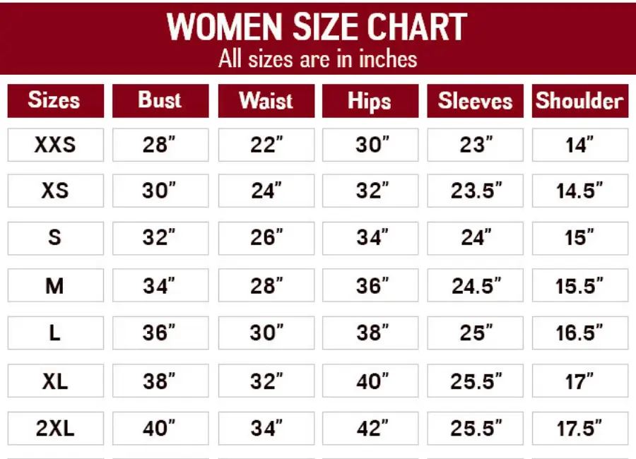 Womens Size Chart - Popular Jacket - new