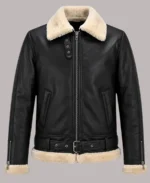 Men's Aviator Style Black Leather Jacket