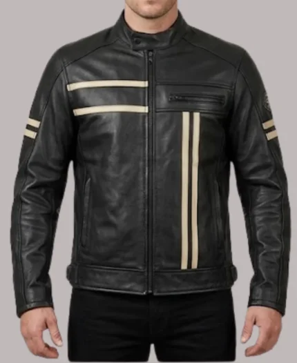 Men's Cafe Racer Black Leather Jacket