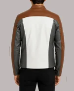 Color Block Café Racer Biker Leather Jacket