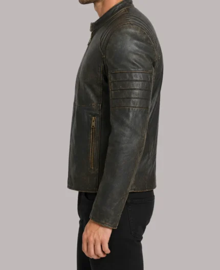 Cafe Racer Distressed Brown Leather Jacket