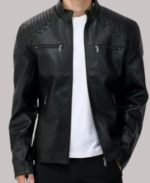 Classic Cafe Racer Quilted Black Leather Jacket