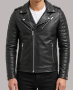 Men’s Cain fitted Black Leather Jacket