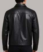 Classic Shirt Style Zip up Leather Jacket