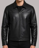 Men's Shirt Style Black Leather Jacket