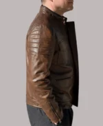 Cafe Racer Dark Brown Leather Biker Jacket